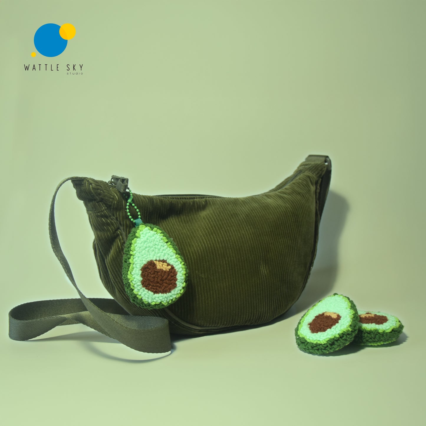Avocado Key Chain – Cute Punch Needle Key and Bag Charm