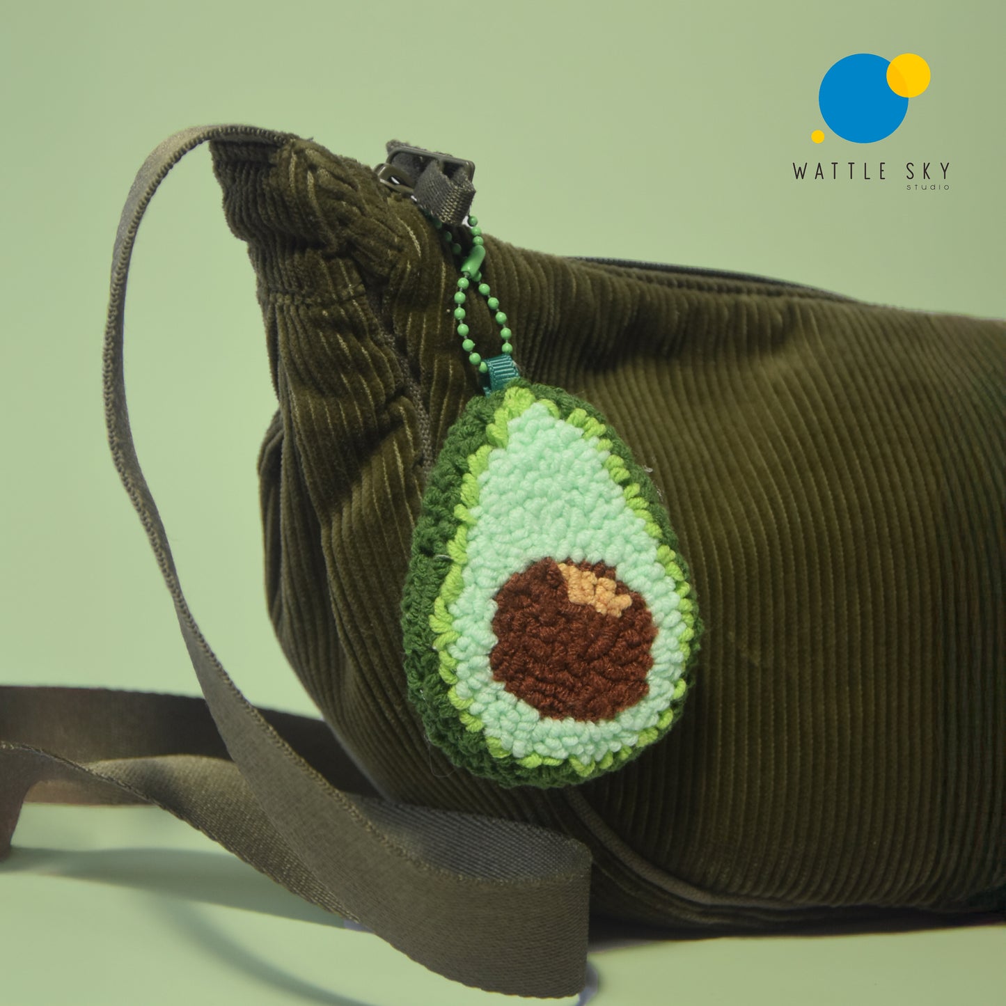 Avocado Key Chain – Cute Punch Needle Key and Bag Charm