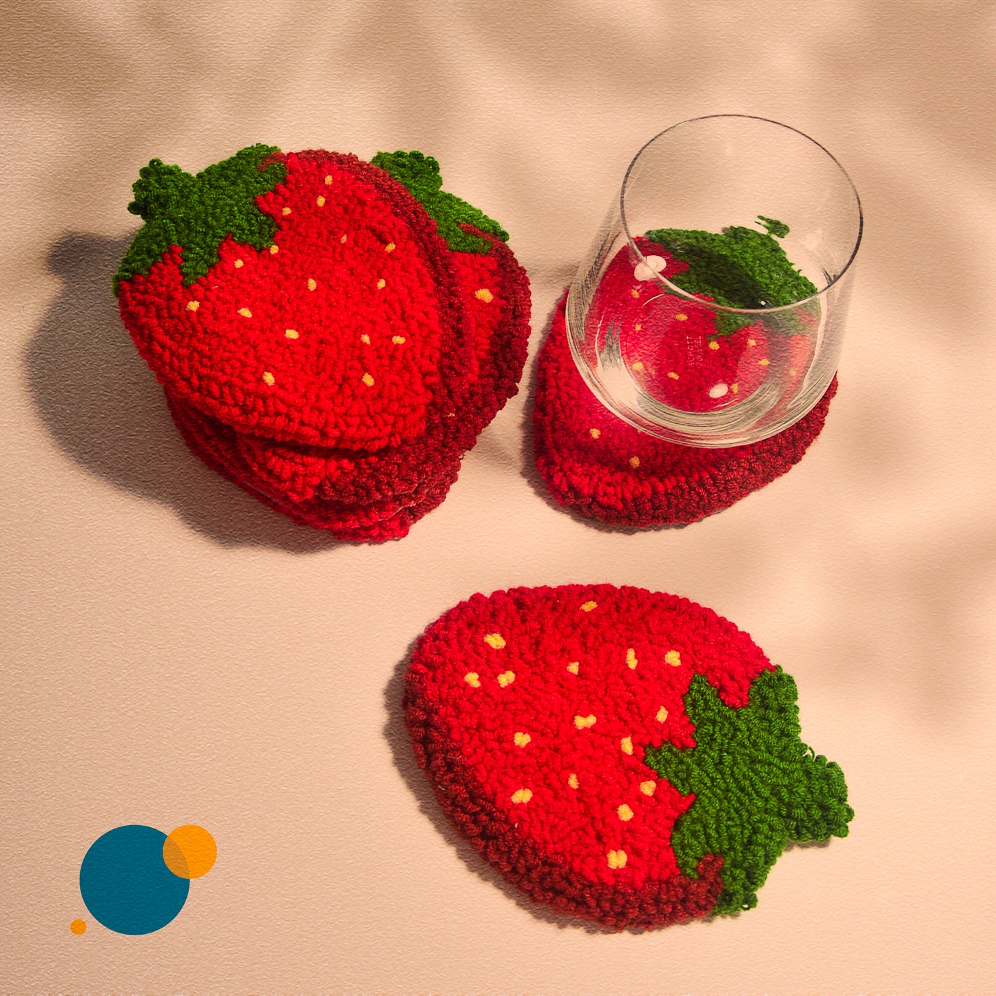 Strawberry Coaster - Punch needle