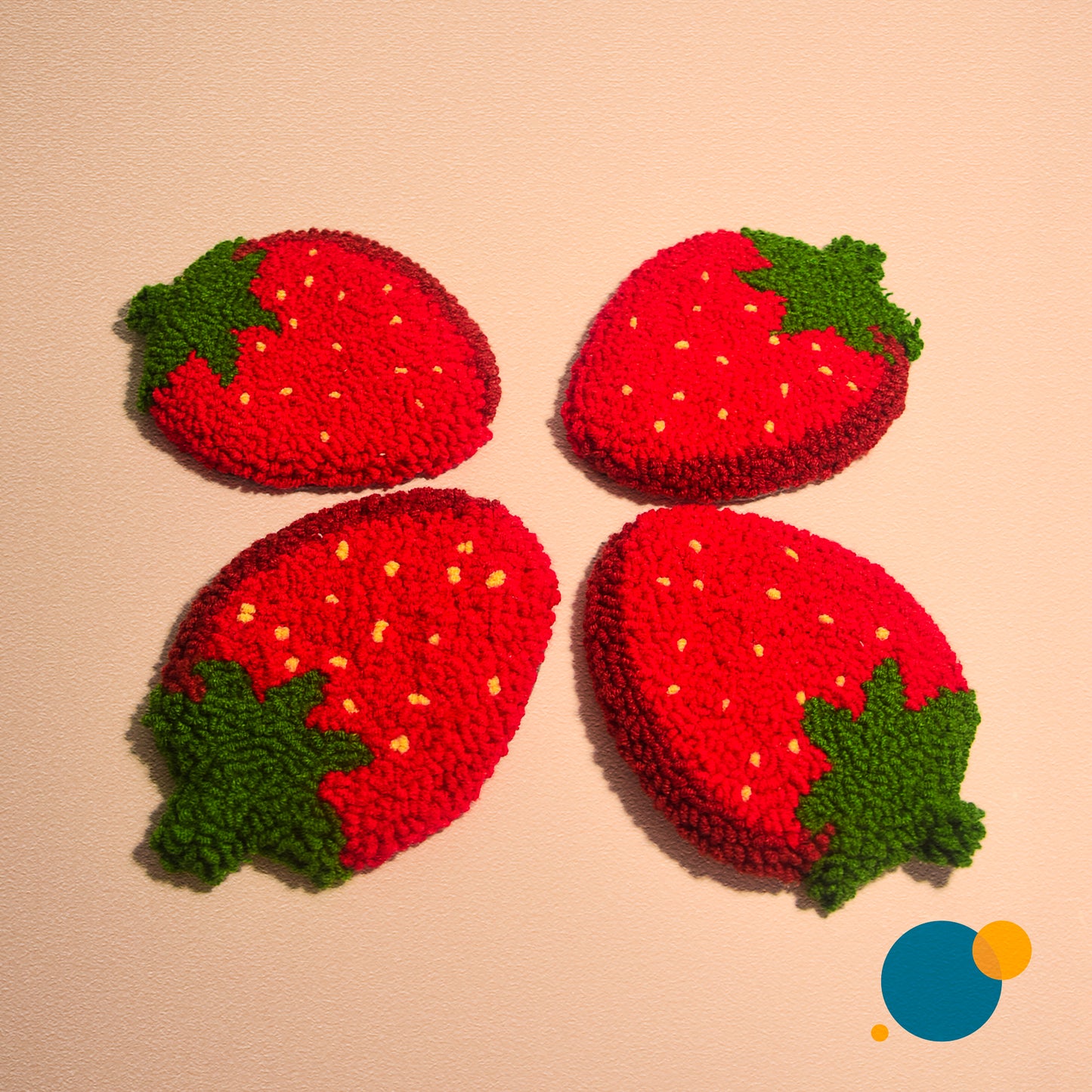 Strawberry Coaster - Punch needle