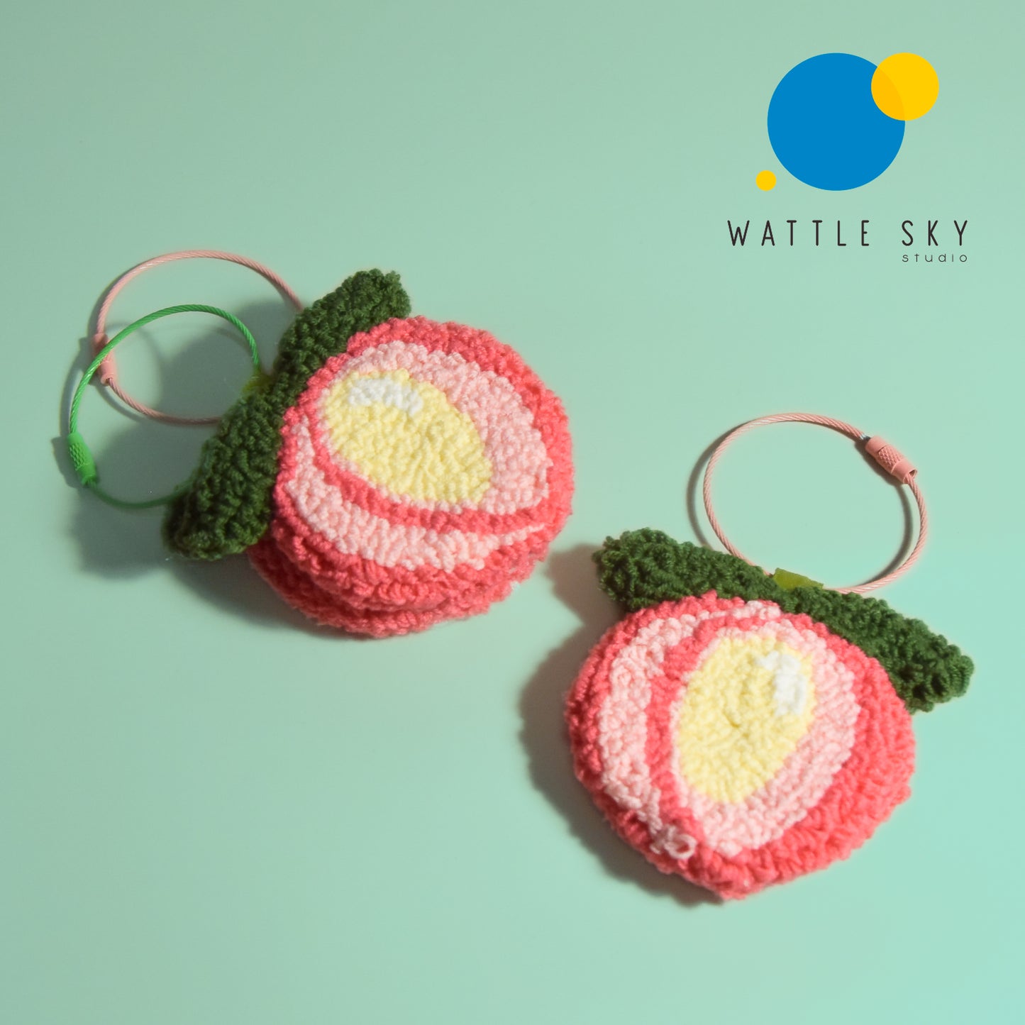 Peach Key Chain – Cute Punch Needle Key and Bag Charm