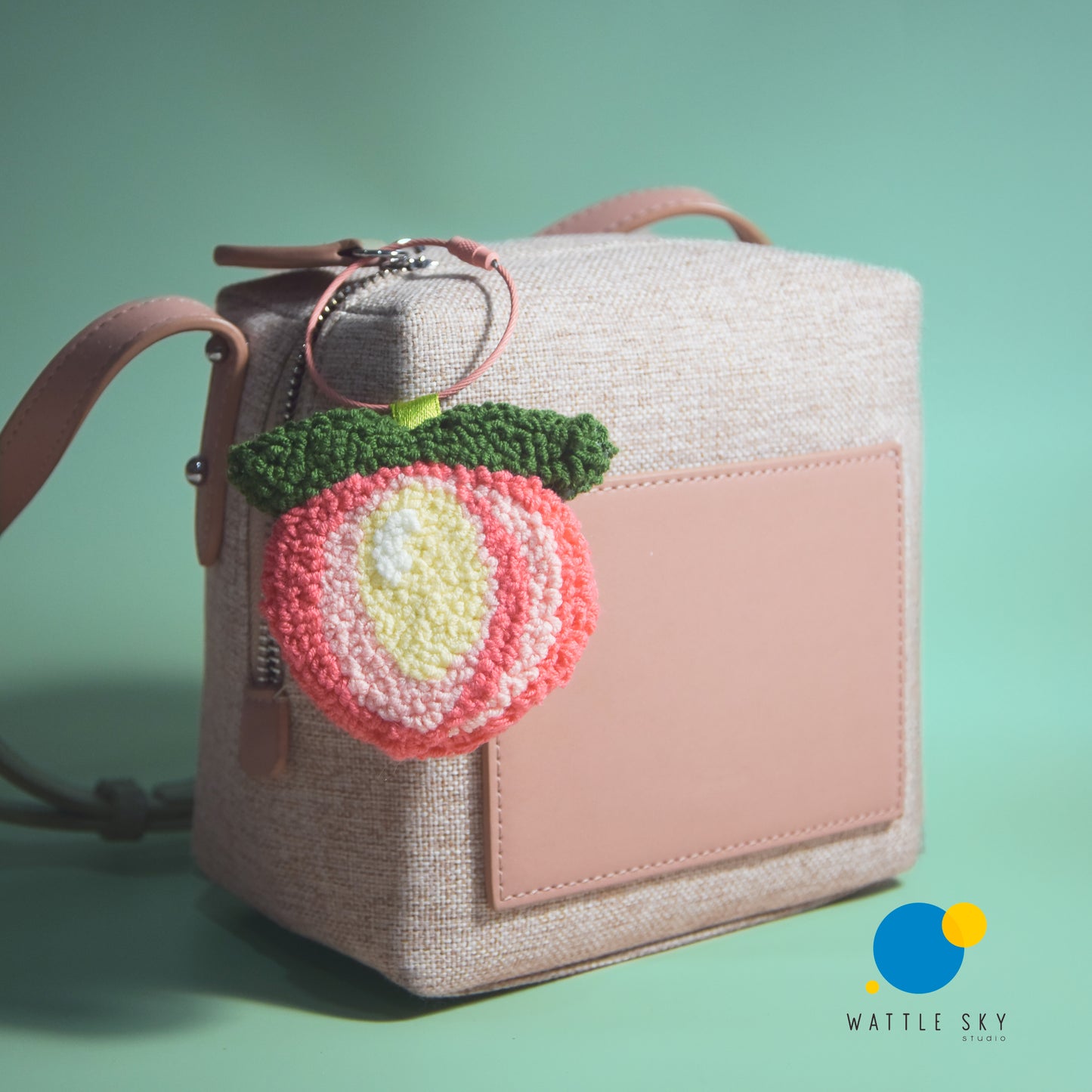 Peach Key Chain – Cute Punch Needle Key and Bag Charm