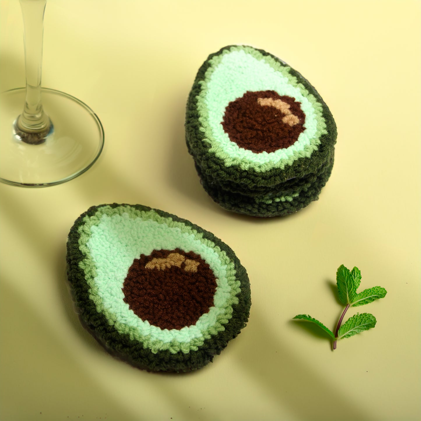 Avocado Coaster - Punch needle