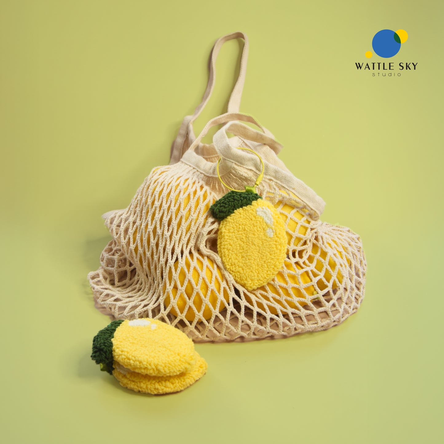 Lemon Key Chain – Cute Punch Needle Key and Bag Charm