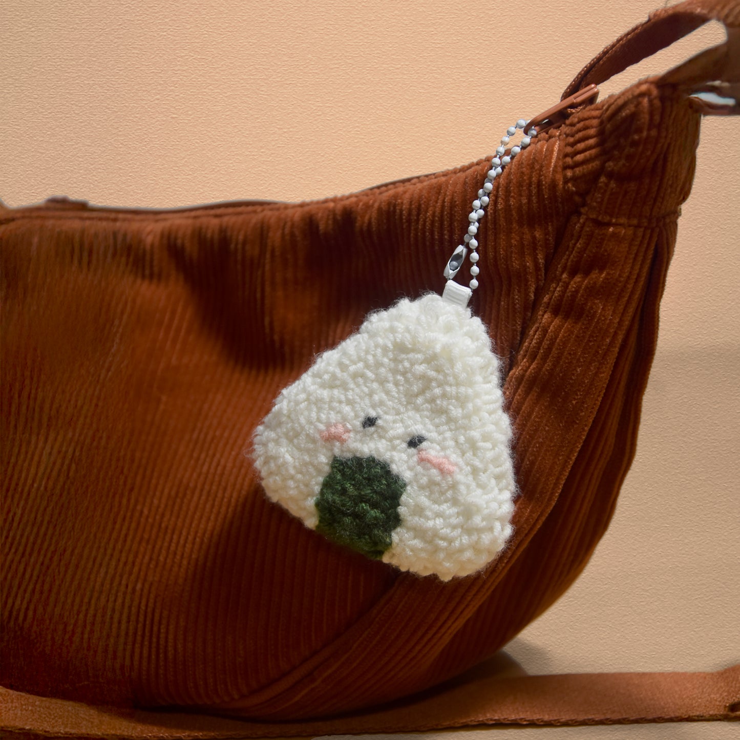 Onigiri Key Chain – Cute Punch Needle Key and Bag Charm