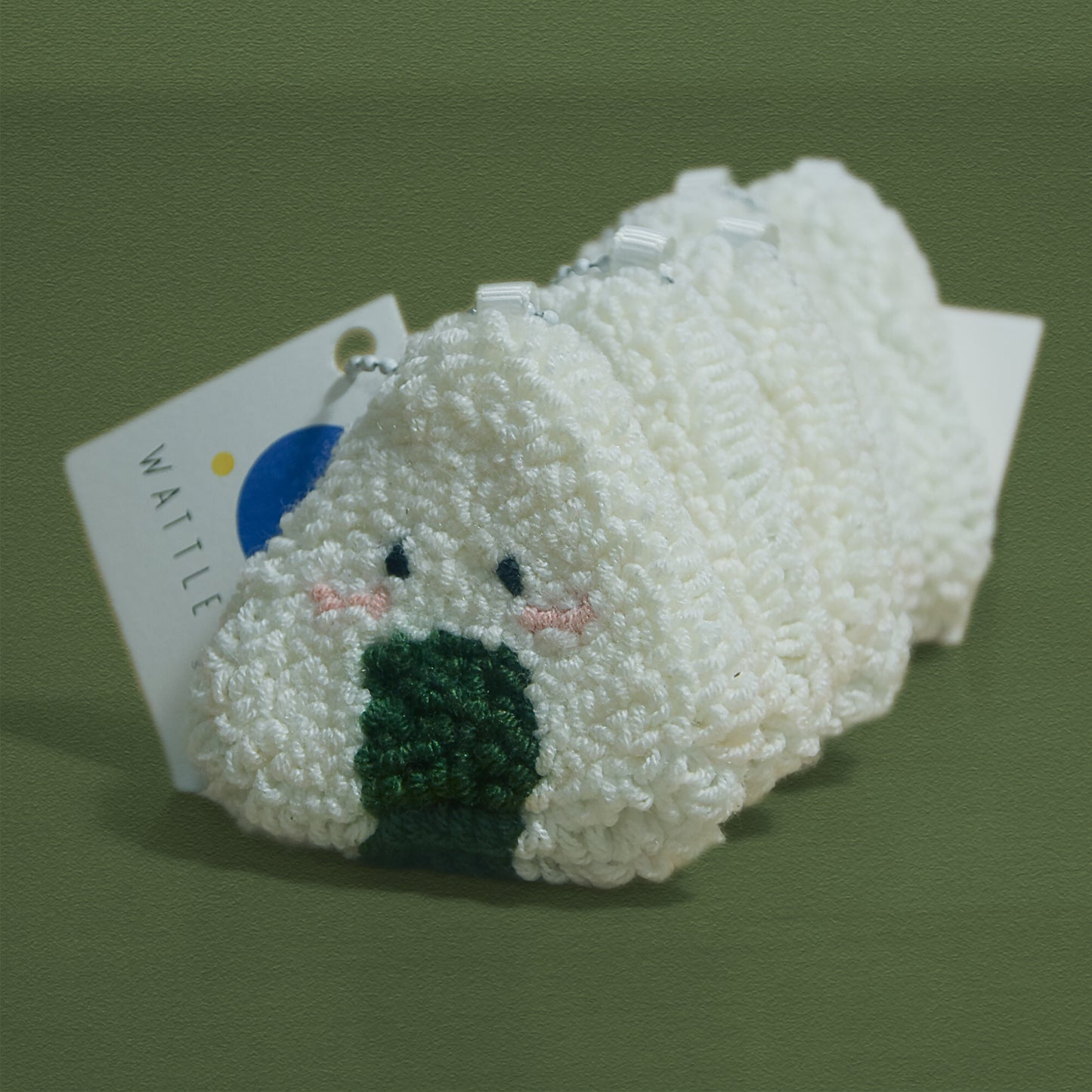 Onigiri Key Chain – Cute Punch Needle Key and Bag Charm