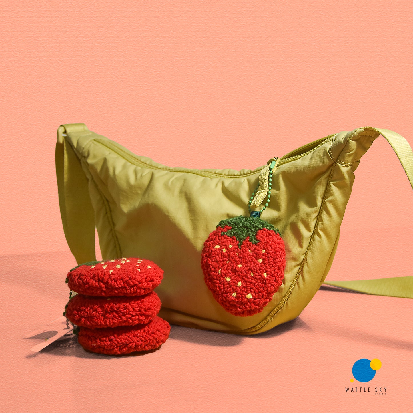 Strawberry Key Chain – Cute Punch Needle Key and Bag Charm