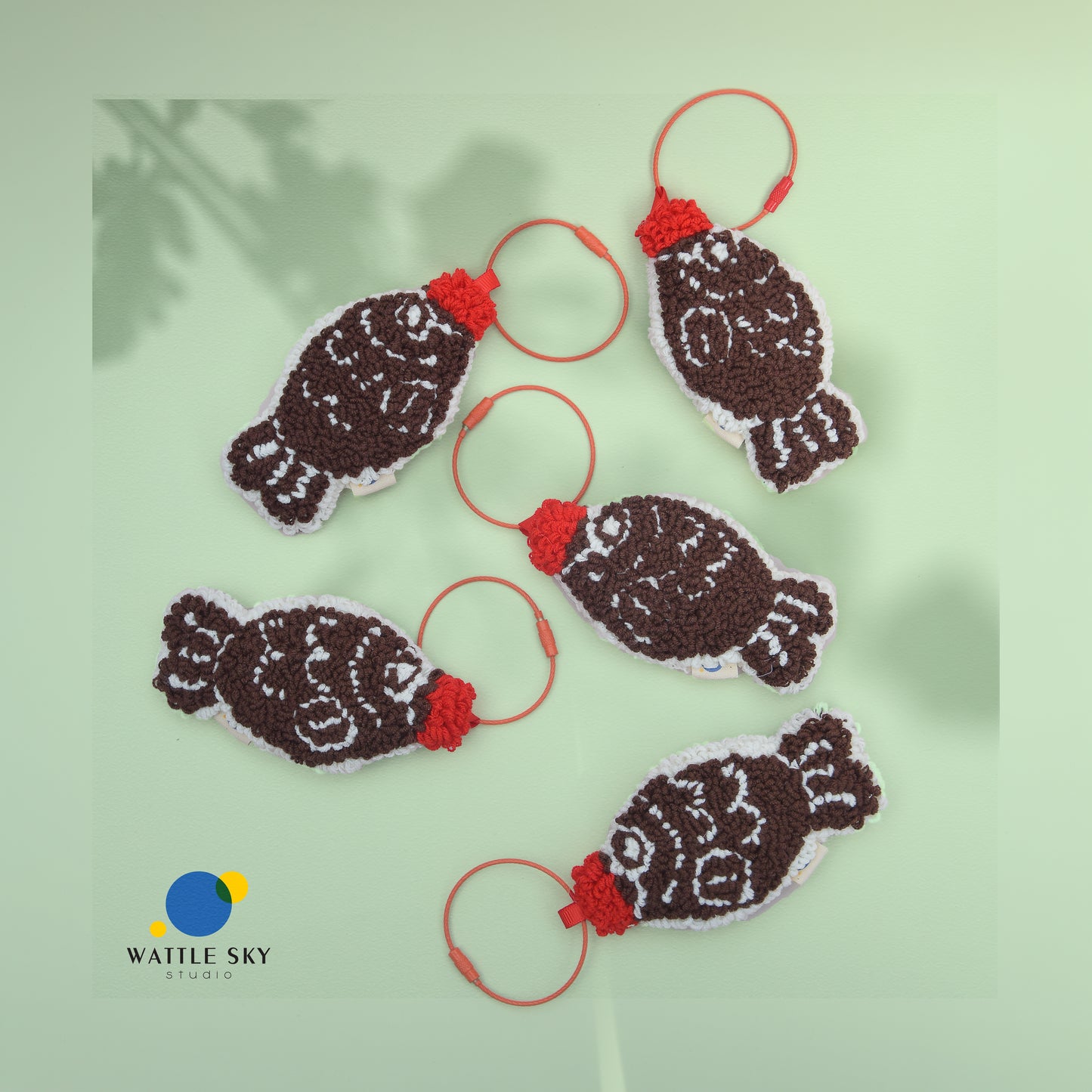 Fish soy sauce Key Chain – Cute Punch Needle Key and Bag Charm