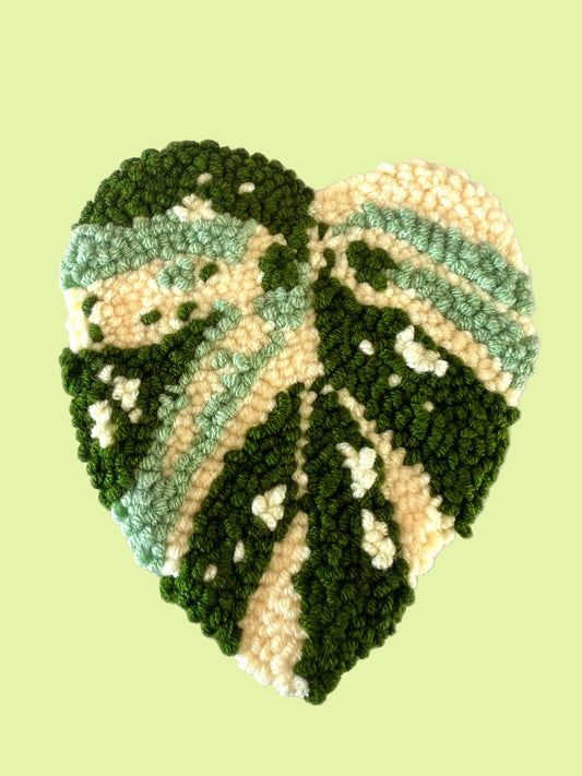 Marble Queen Pothos leaf - Punch needle Coaster