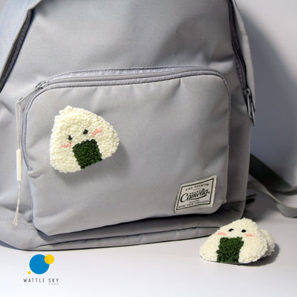 Onigiri Brooch – Adorable Punch Needle Pin