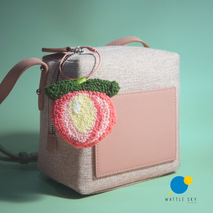 Peach Key Chain – Cute Punch Needle Key and Bag Charm