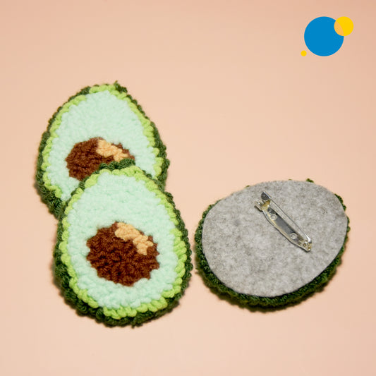 Avocado Brooch – Adorable Punch Needle Pin