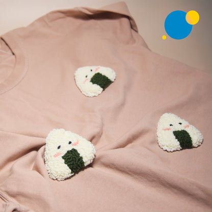 Onigiri Brooch – Adorable Punch Needle Pin