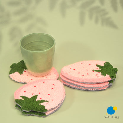 Strawberry Coaster - Punch needle