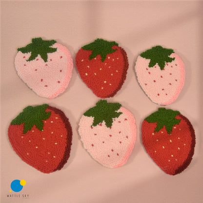 Strawberry Coaster - Punch needle