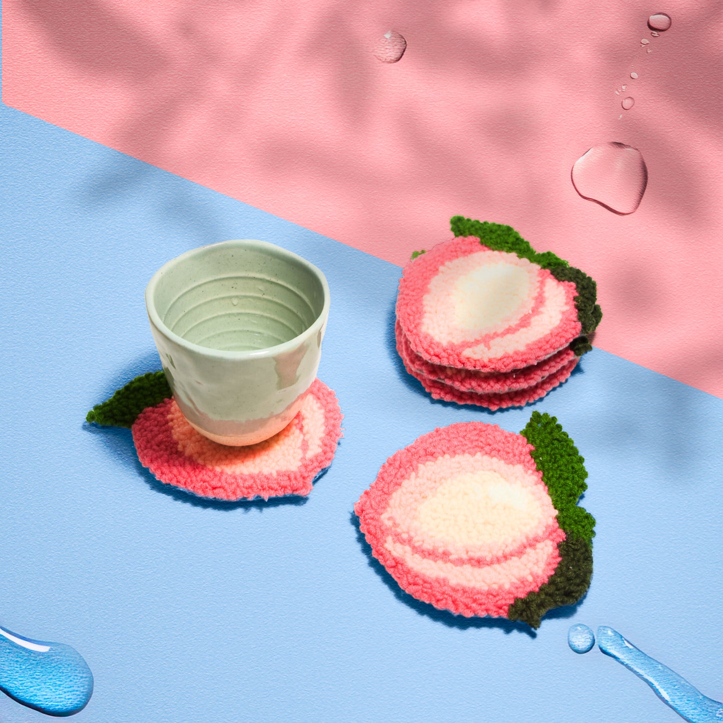 Peach - Punch needle coaster