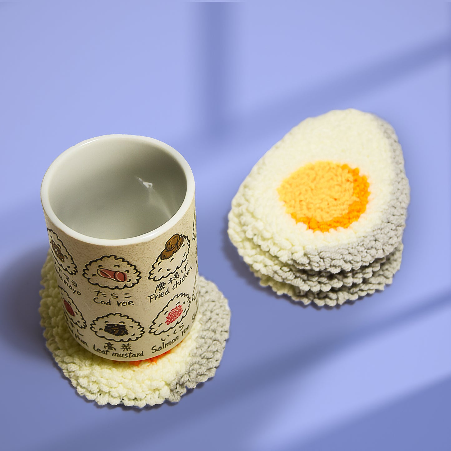 Boiled egg - Punch needle coaster