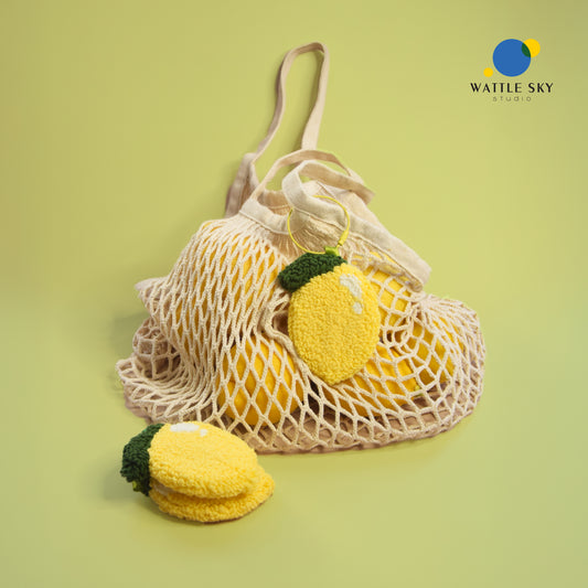 Lemon Key Chain – Cute Punch Needle Key and Bag Charm