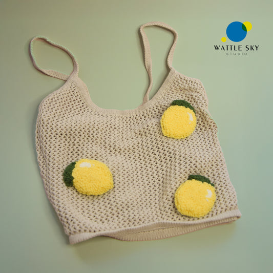 Lemon Brooch – Cute Punch Needle pin