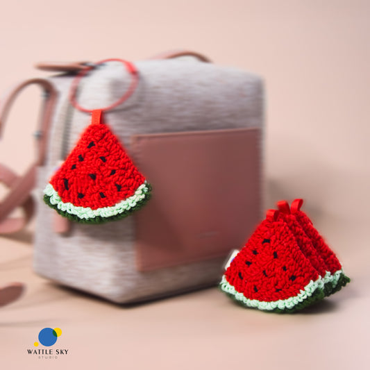Watermelon Key Chain – Cute Punch Needle Key and Bag Charm