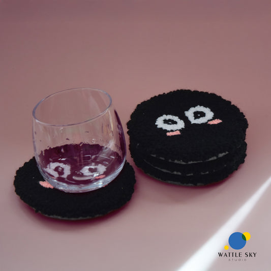 Black Emoji - Punch needle Coaster