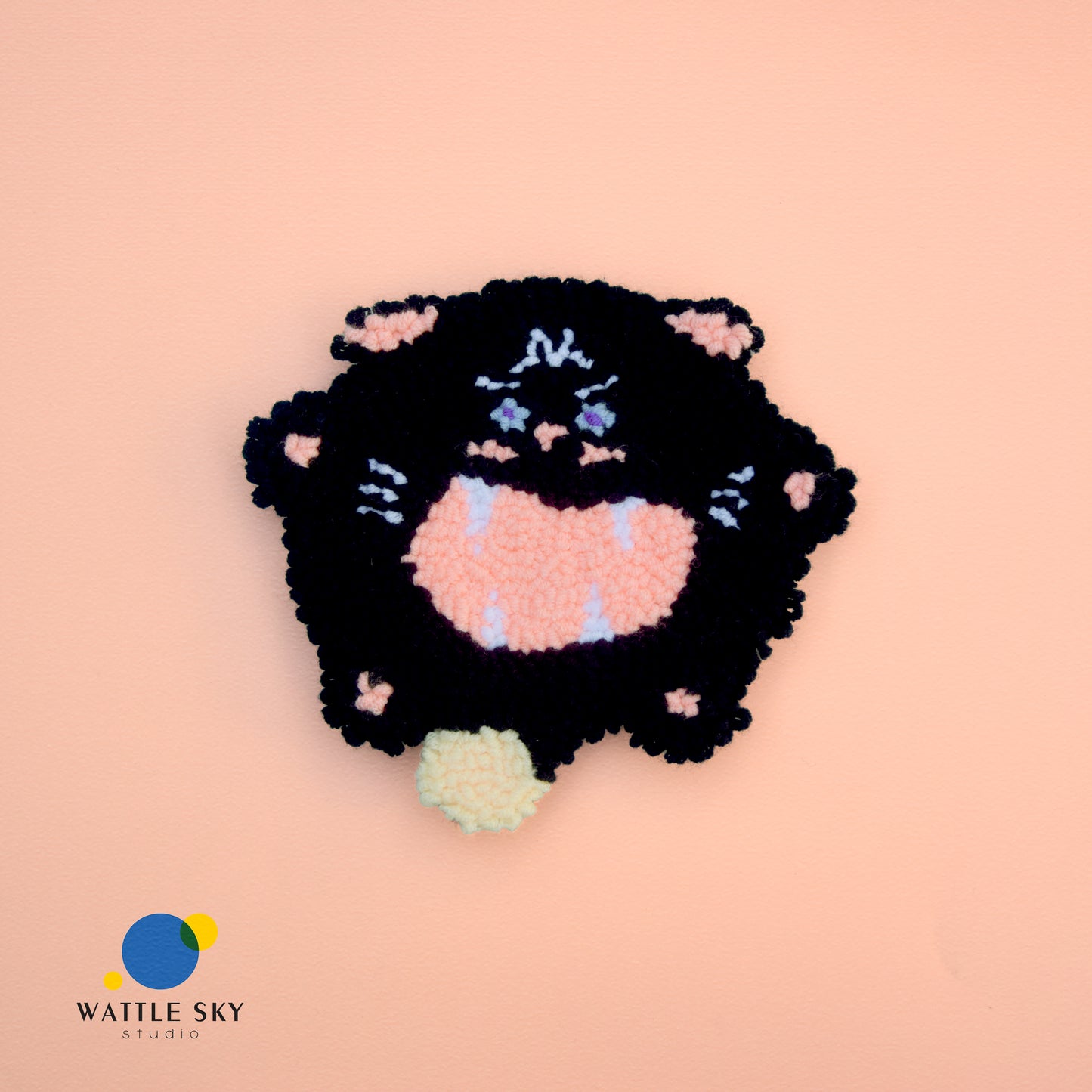 Angry Mr Mun Cat - Punch needle Coaster