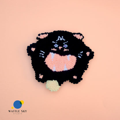 Angry Mr Mun Cat - Punch needle Coaster