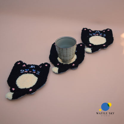 Mr Mun Cat 2 - Punch needle Coaster
