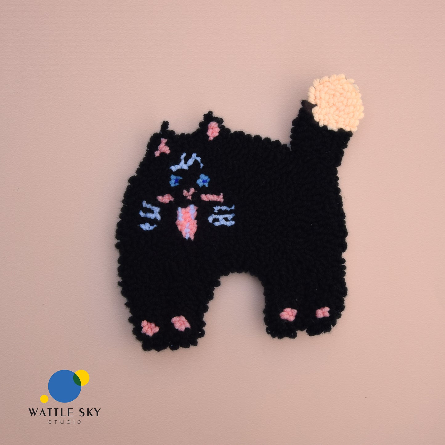 Scared Mr Mun Cat - Punch needle coaster