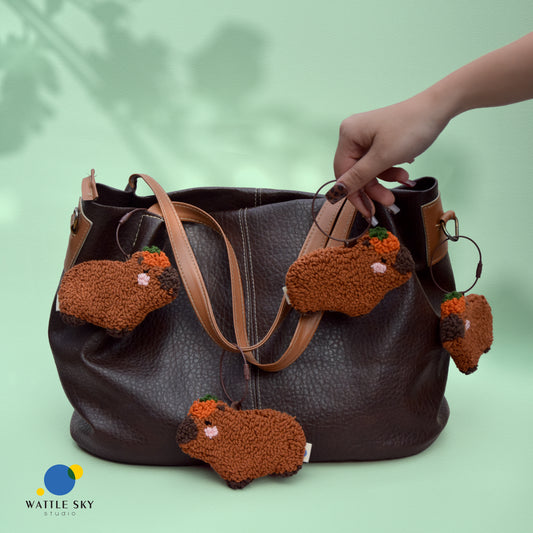 Capybara Key Chain – Cute Punch Needle Key and Bag Charm