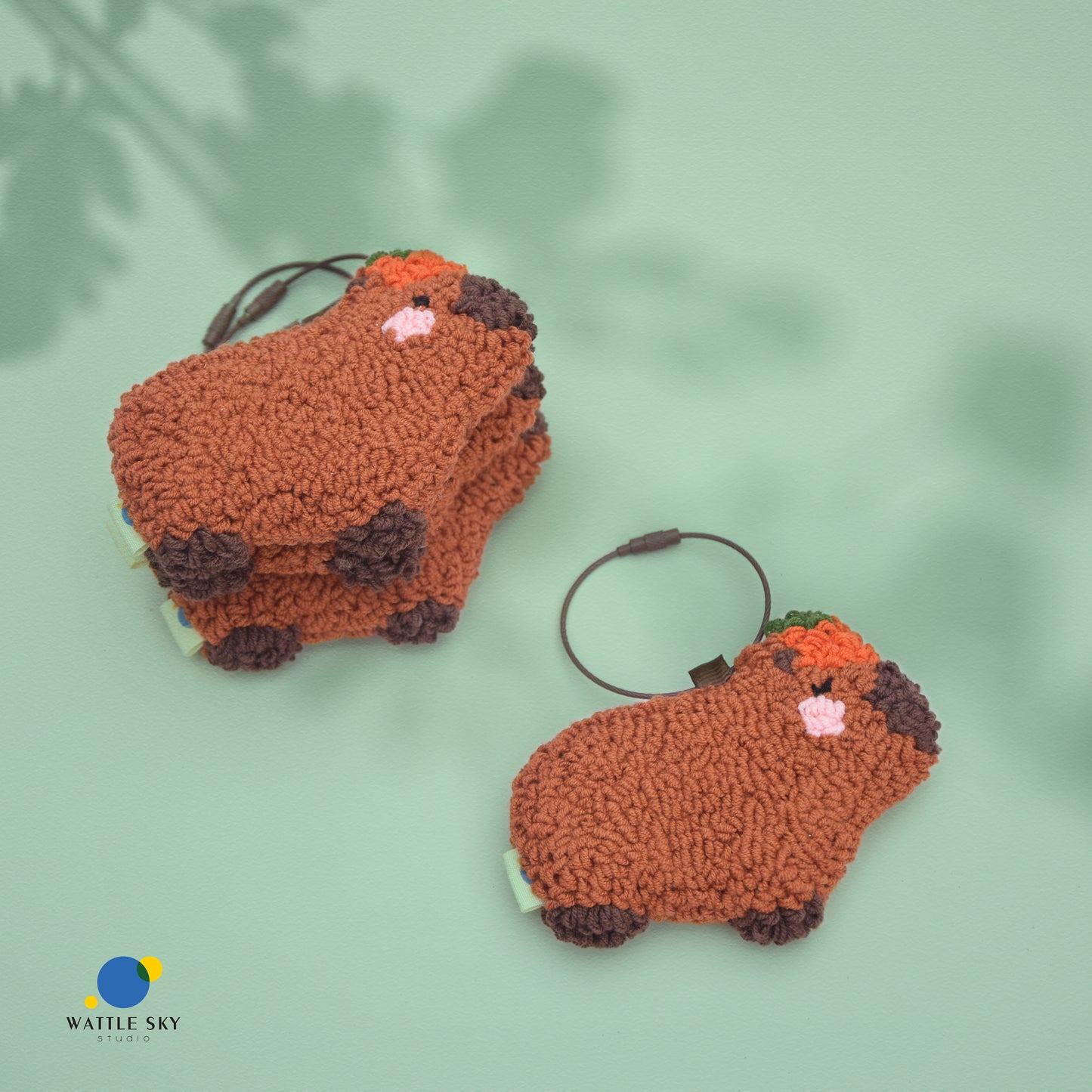 Capybara Key Chain – Cute Punch Needle Key and Bag Charm