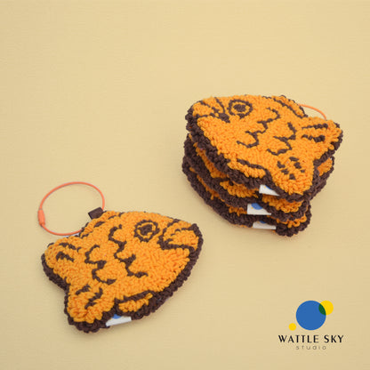 Fish Cake Taiyaki Key Chain – Cute Punch Needle Key and Bag Charm