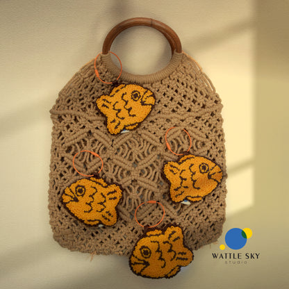 Fish Cake Taiyaki Key Chain – Cute Punch Needle Key and Bag Charm