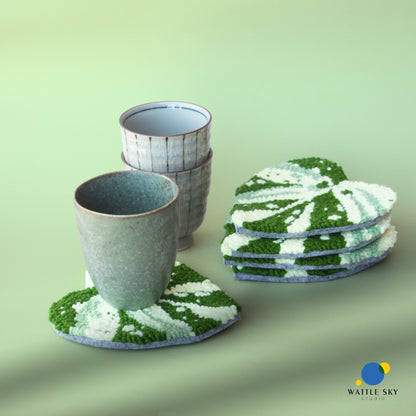 Marble Queen Pothos leaf - Punch needle Coaster