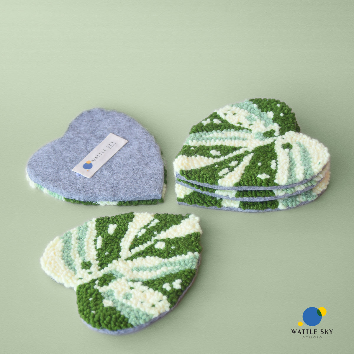 Marble Queen Pothos leaf - Punch needle Coaster