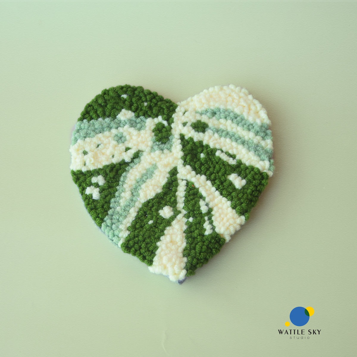 Marble Queen Pothos leaf - Punch needle Coaster