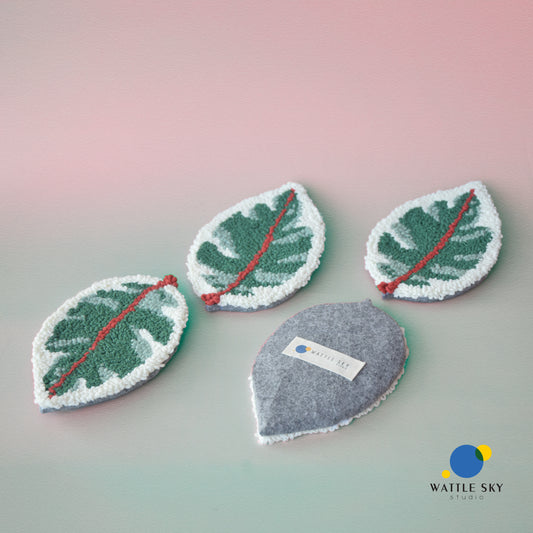 Ficus Leaf Coaster - Punch needle