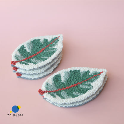 Ficus Leaf Coaster - Punch needle