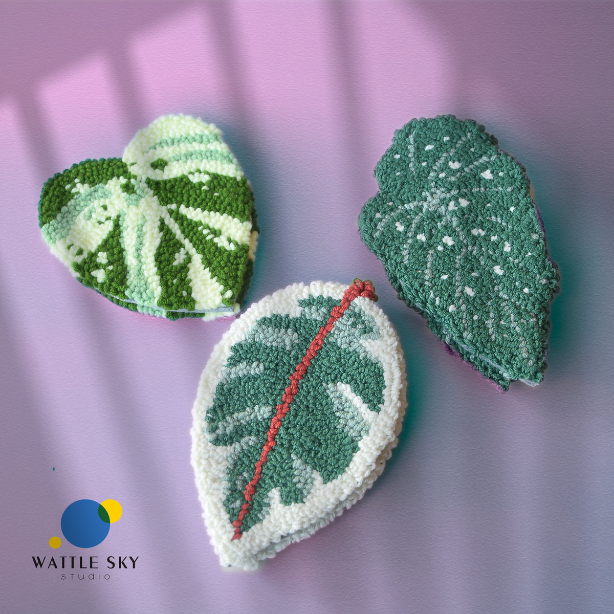 Marble Queen Pothos leaf - Punch needle Coaster