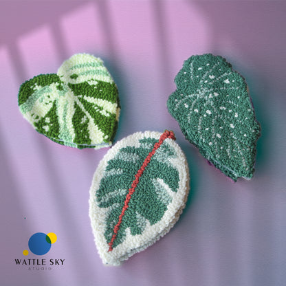 Marble Queen Pothos leaf - Punch needle Coaster